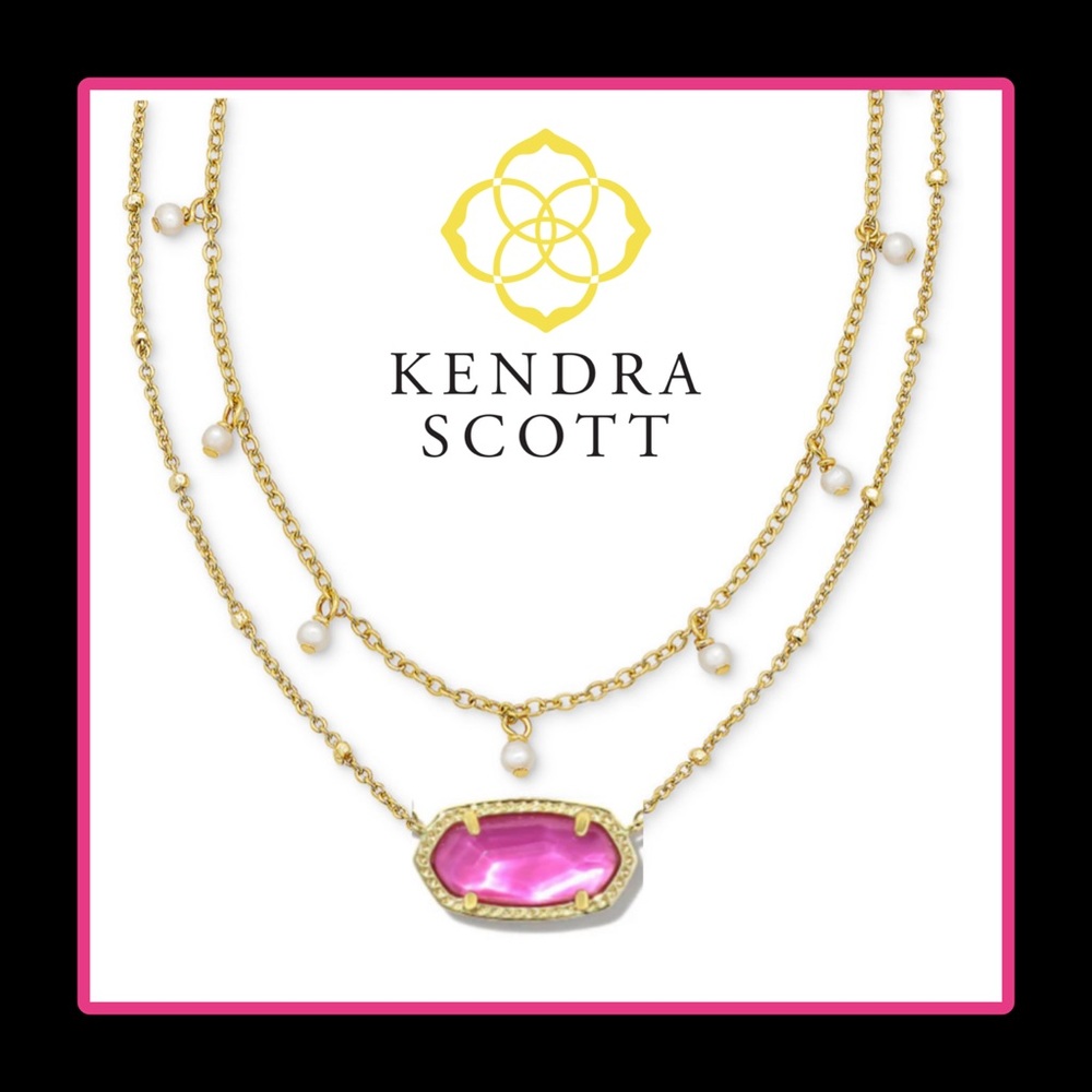 Kendra Scott Elisa Gold Pearl Multi Strand Necklace Azalea Illusion - Picture 1 of 4